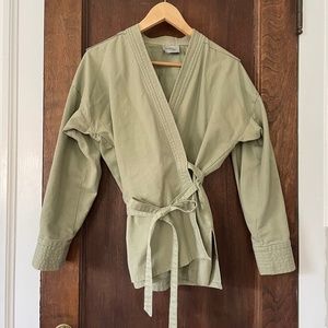 Khaki Rachel Comey Cotton Canvas Kimono Wrap Jacket Extra Small/Small (XS/S)